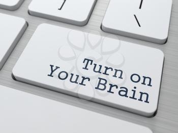 Turn On Your Brain. Motivation Concept. Button on Modern Computer Keyboard.