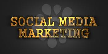 Social Media Marketing. Gold Text on Dark Background. Business Concept. 3D Render.
