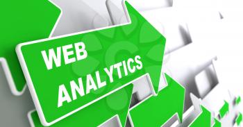 Web Analytics - Technology Concept. Green Arrow with Webinar slogan on a grey background. 3D Render.