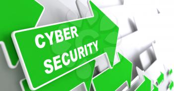 Cyber Security - Security Concept. Green Arrow with Webinar slogan on a grey background. 3D Render.