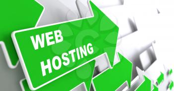 web Hosting - Technology Concept. Green Arrow with Webinar slogan on a grey background. 3D Render.