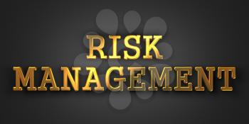 Risk Management. Gold Text on Dark Background. Business Concept. 3D Render.