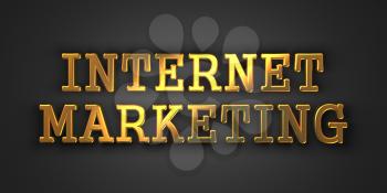 Internet Marketing. Gold Text on Dark Background. Business Concept. 3D Render.