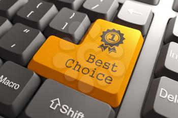 Orange Best Choice Button on Computer Keyboard. Business Concept.