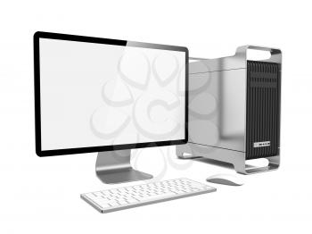 Modern Computer Station. Isolated on White.