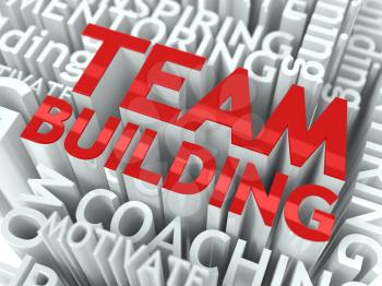 Team Building Concept. The Word of Red Color Located over Text of White Color.