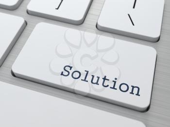 Solution Concept. Button on Modern Computer Keyboard with Word Solution on It.