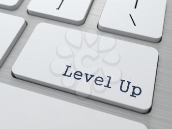 Level Up Concept. Button on Modern Computer Keyboard with Word Partners on It.