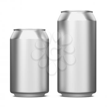 Two Aluminum Cans Isolated on White.