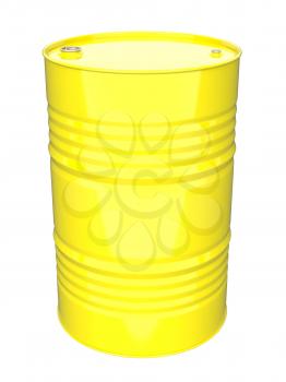 Yellow Industrial Barrel. Isolated on white.