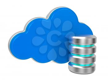 Servers and Clouds. Cloud Computing Concept. Isolated on White.