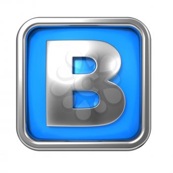 Silver Letter in Frame, on Blue Background - Letter B