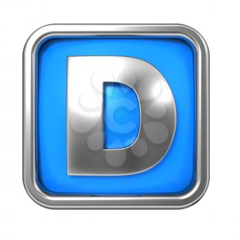 Silver Letter in Frame, on Blue Background - Letter D