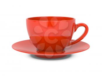 Small Red Coffee Cup Isolated on White Background.