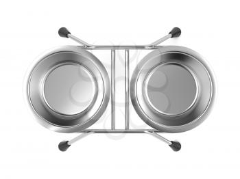 Metal Pet Bowl Isolated on White Background.