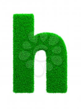 Grass Letter H Isolated on White Background.