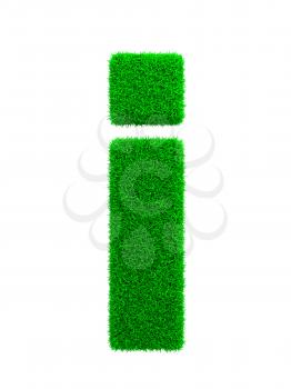 Grass Letter I Isolated on White Background.