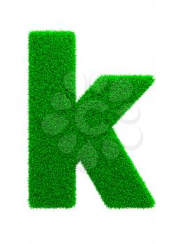 Grass Letter K Isolated on White Background.