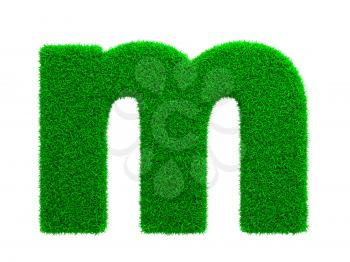Grass Letter M Isolated on White Background.