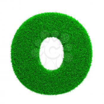 Grass Letter O Isolated on White Background.