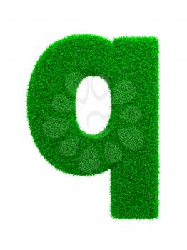Grass Letter Q Isolated on White Background.
