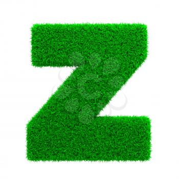 Grass Letter Z Isolated on White Background.