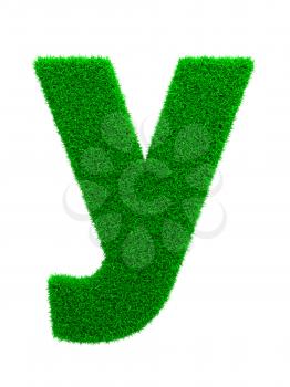 Grass Letter Y Isolated on White Background.