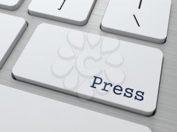 News Concept. Button on Modern Computer Keyboard with Word Press on It.