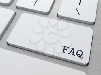 FAQ Concept. Button on Modern Computer Keyboard with Word FAQ on It.