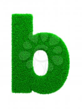 Grass Letter B Isolated on White Background.