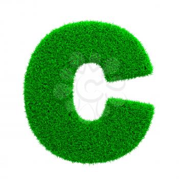 Grass Letter C Isolated on White Background.