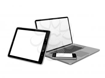 Set of Modern Computer Equipment. Isolated on White.