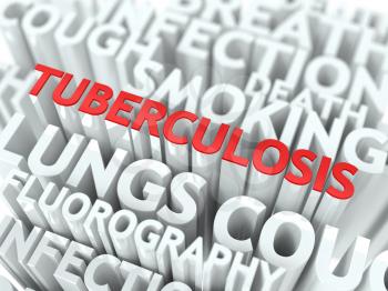 Tuberculosis Concept. The Word of Red Color Located over Text of White Color.