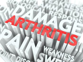 Arthritis Concept. The Word of Red Color Located over Text of White Color.