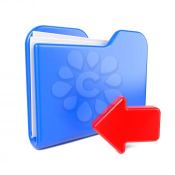 Blue Folder with Red Arrow. Isolated on White.