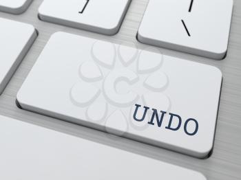 Undo. Button on Modern Computer Keyboard with Word Partners on It.