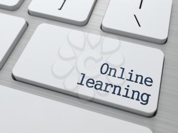 Online Learning Concept. Button on Modern Computer Keyboard with Word Partners on It.