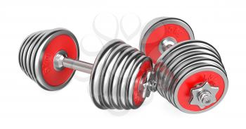 Two Iron Dumbbells Isolated on White Background. 3d
