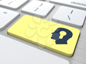 Profile of Head with a Keyhole Located on the Yellow Computer Button.