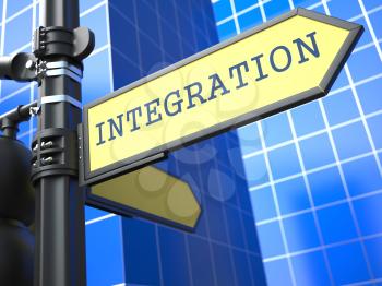 Business Concept. Integration Sign on Blue Background.
