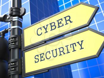 Business Concept. Cyber Security Sign on Blue Background.