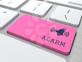Security Concept - The Red Alarm Button on Modern Computer Keyboard. 3D Render.