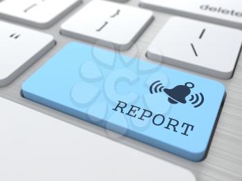 Business Concept - The Blue Report Button on Modern Computer Keyboard. 3D Render.