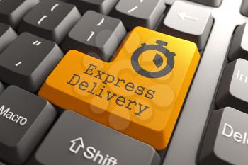 Express Delivery - Orange Button on Computer Keyboard. Business Concept.