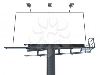 Blank Billboard (Front View) Isolated on White Background for Your Advertisement.