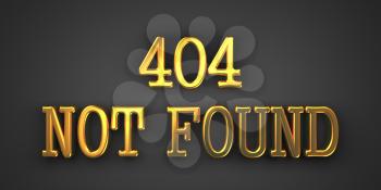 404 Not Found. Gold Text on Dark Background. Information Concept. 3D Render.