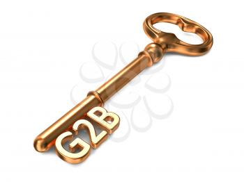 G2B - Golden Key on White Background. 3D Render. Business Concept.
