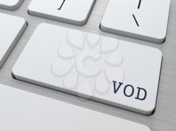 VOD. Information Technology Concept. Button on Modern Computer Keyboard. 3D Render.
