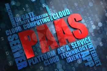 PAAS - Wordcloud Concept. The Word in Red Color, Surrounded by a Cloud of Blue Words.