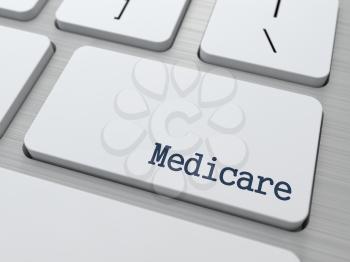 Medicare - Medical Concept. Button on Modern Computer Keyboard. 3D Render.